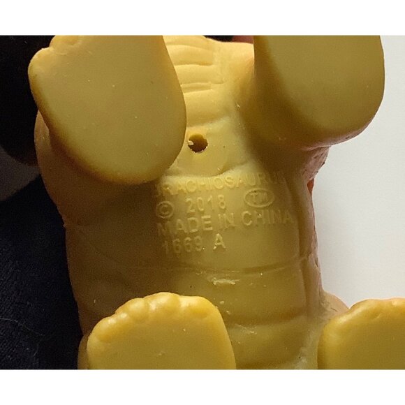 Orange Rubber Brachiosaurus Dinosaur Toy Kids 2018 4.5”x3.5” Long Neck - Picture 4 of 6